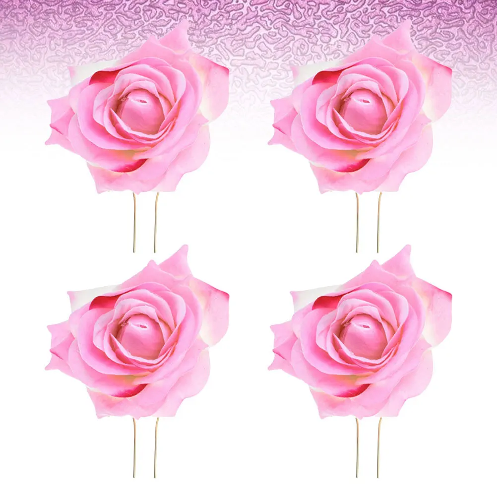 

4Pcs Rose Flower Hair Clip Pink Shaped Hairpin Hawaii Party Women Party Hair Ornament Hawaii Hairpin