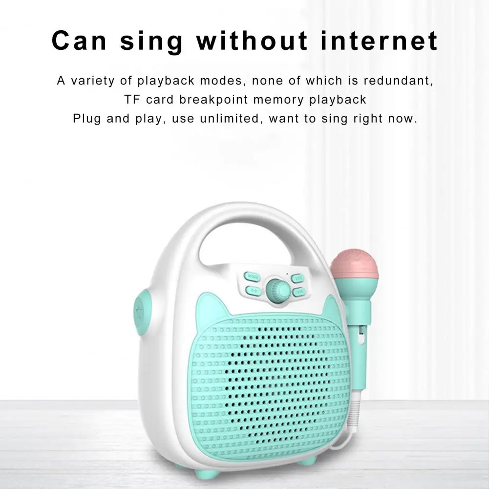 Kids Speaker  Great Power-off Memory Play Button Control  Bluetooth-compatible 5.0 Home KTV Children Singing Machine for Home