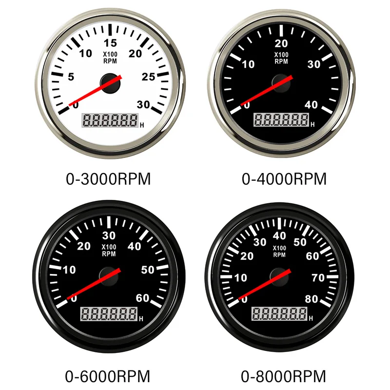 

0-3000RPM Gasoline or Diesel Engine Tachometers 85mm 4000RPM Rev Counters 6000RPM 8000RPM Revolution Meters for Car Boat Truck