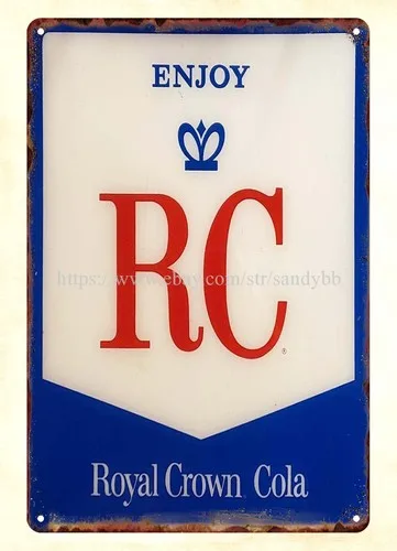 Publicidad, arte de pared de cocina para el hogar, disfrute de RC, corona real, Cola, letrero de estaño de metal