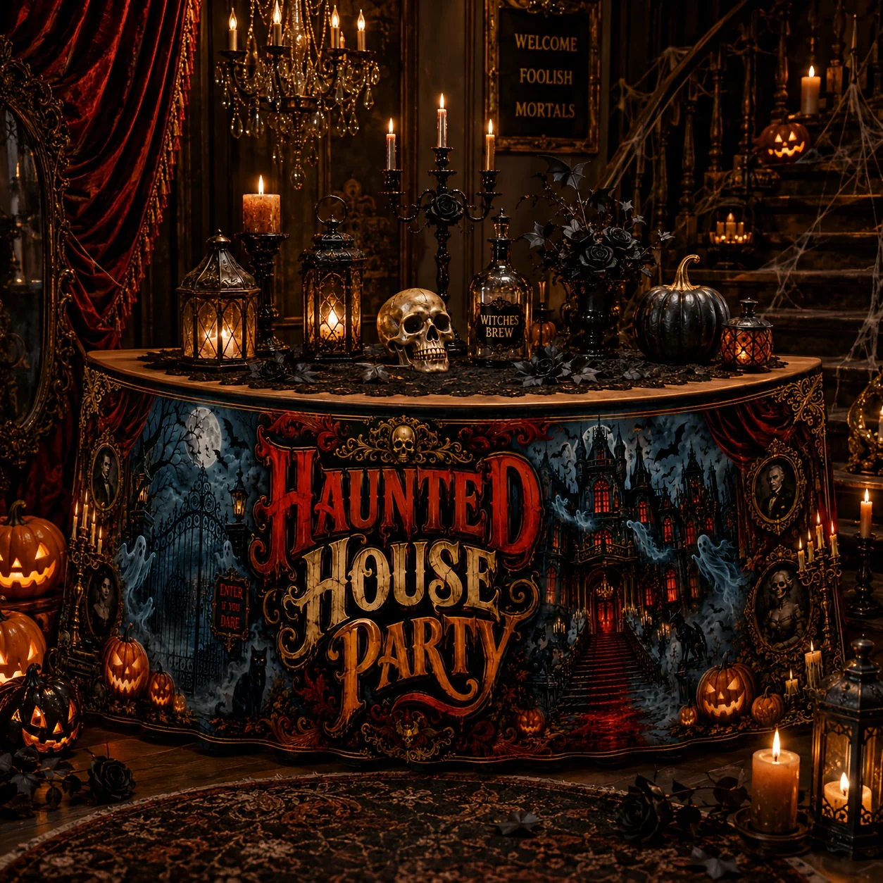 Send a tablecloth 1 piece. For the Haunted House theme, send a Halloween printed tablecloth, suitable for...zyc