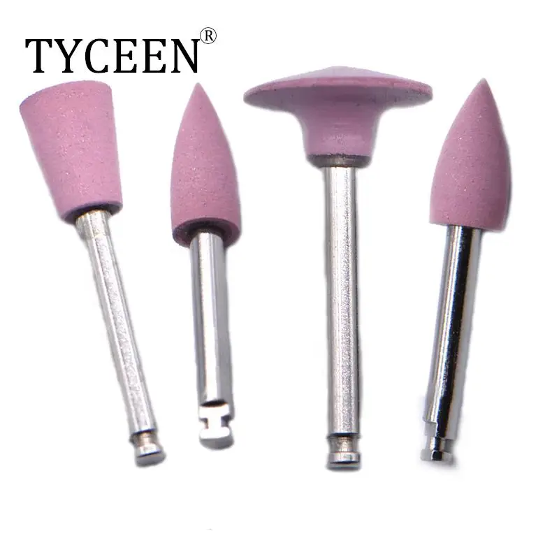 4pcs/lot Dental Light Curing Resin Polishing Grinding Heads Silicone Rubber Teeth Polisher Tools for Low-speed Handpiece Machine