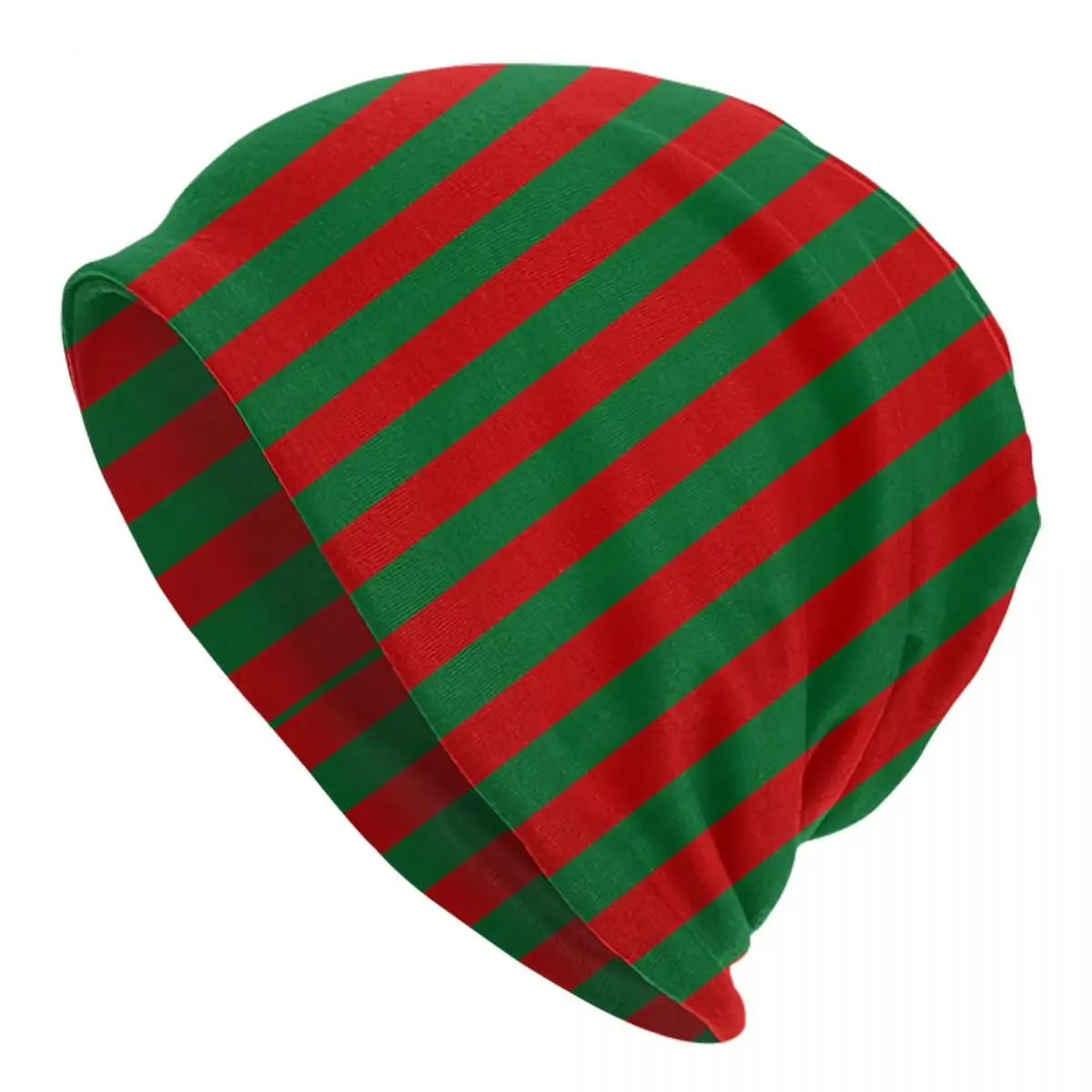 Vertical Striped Print Beanie Hats Red And Green Knit Hat Gym Warm Unisex Adult Caps Autumn Winter Custom Vintage Bonnet Hats