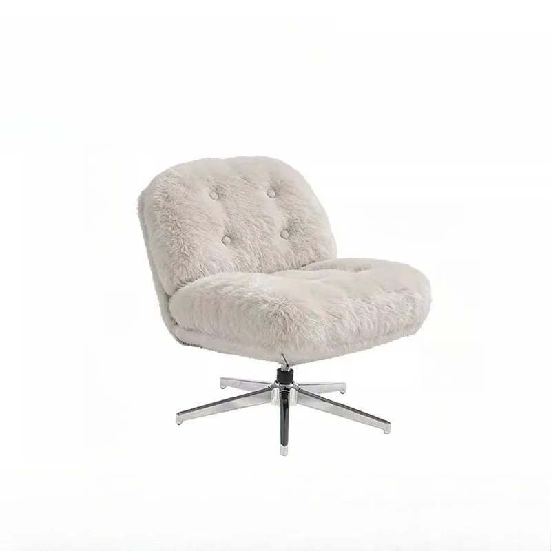 White single sofa chair, household living room lazy chair, cream wind rotating lifting leisure chair