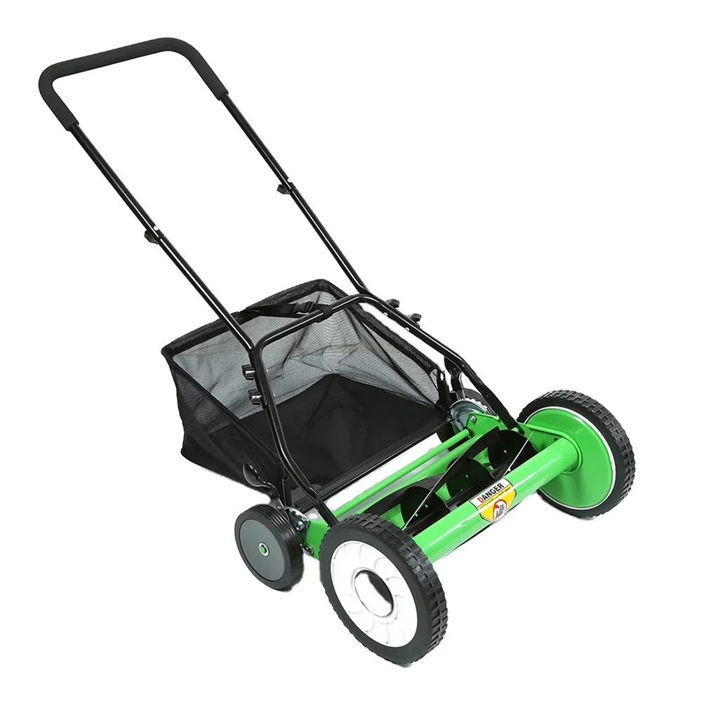 zero turn green big push reel lawn mower for grass cutting 4-wheeled 16 18  20inch hand push lawn mower