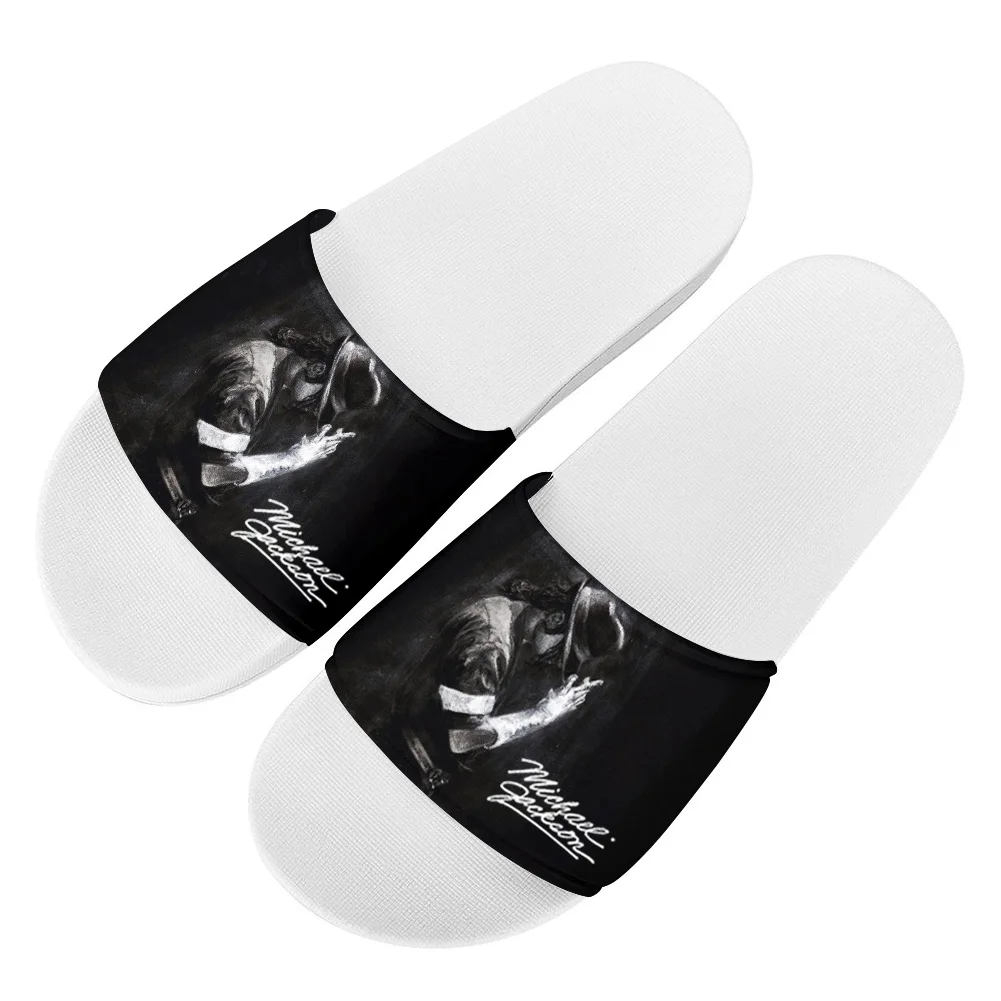 Michael Jackson Pop Singer Shoes Flip Flops Home Slipper Mens Women Teenager Family Slippers Bathroom Pool Casual Sandals Custom