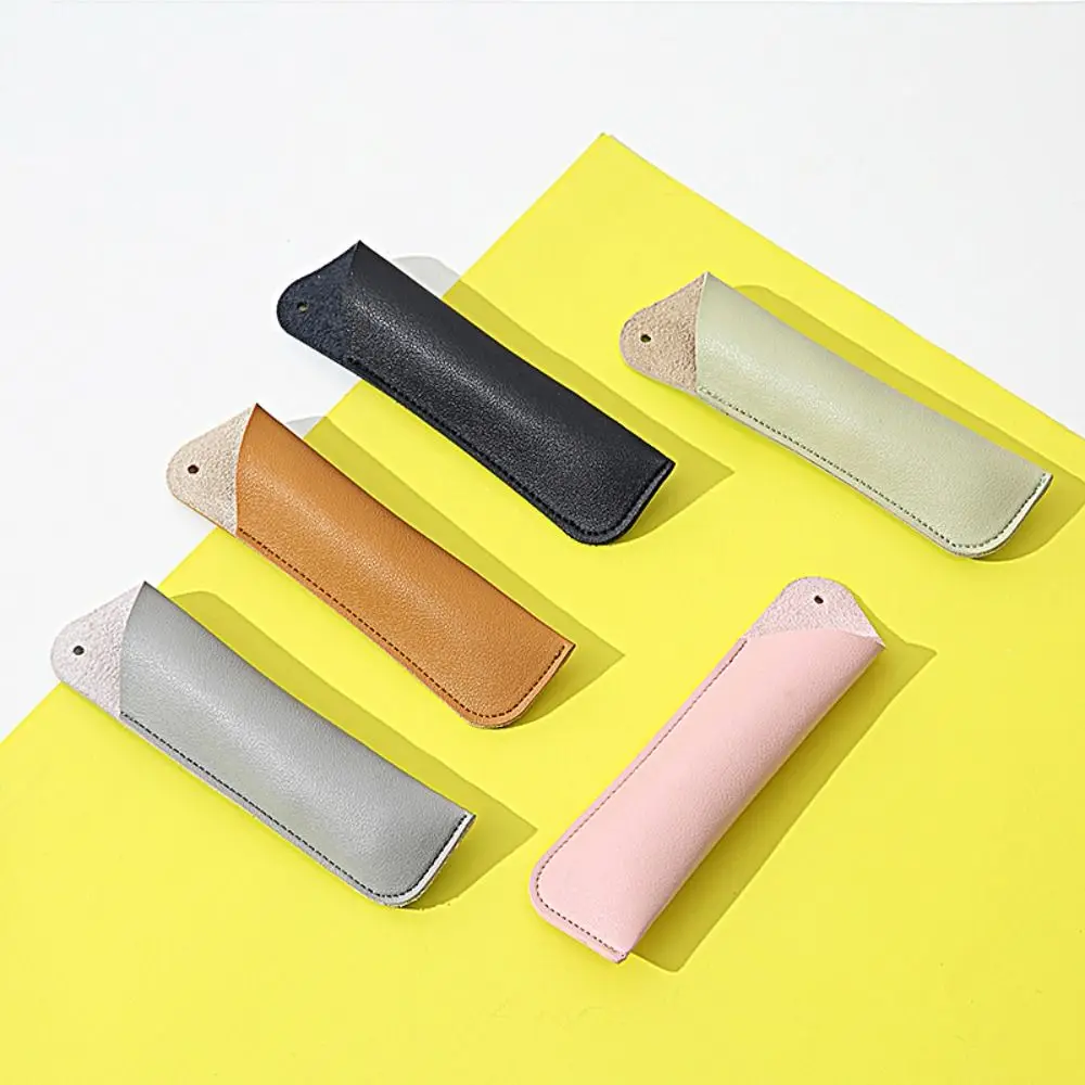

Pencil Case PU Leather Leather Pen Bag Handmade Soft Pen Protective Bag Vintage Holder Pen Sleeve Pouch Crafts