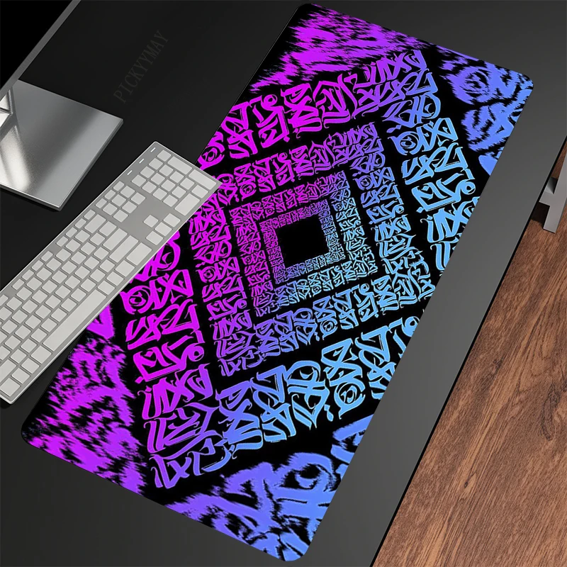 Calligraphy And Characters 80x30cm XXL Lock Edge Mousepads Large Gaming Mousepad Keyboard Mats Natural Rubber Mouse Mat