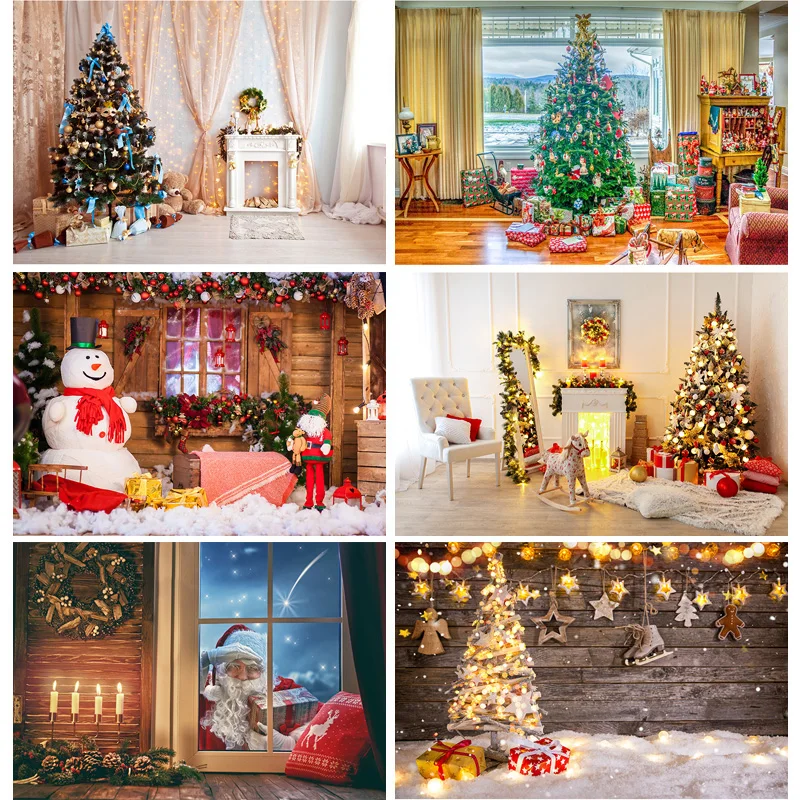 

SHUOZHIKE Christmas Photography Background Indoor Christmas Tree Baby Portrait Backdrops For Photo Studio Props STL-03