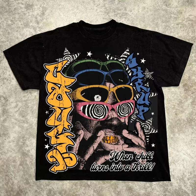 

Graphic T-shirt Men Women Vintage Top Hip Hop Streetwear Oversized Tshirt Short Sleeve Casual Clothing Summer Fashion Trendy Tee