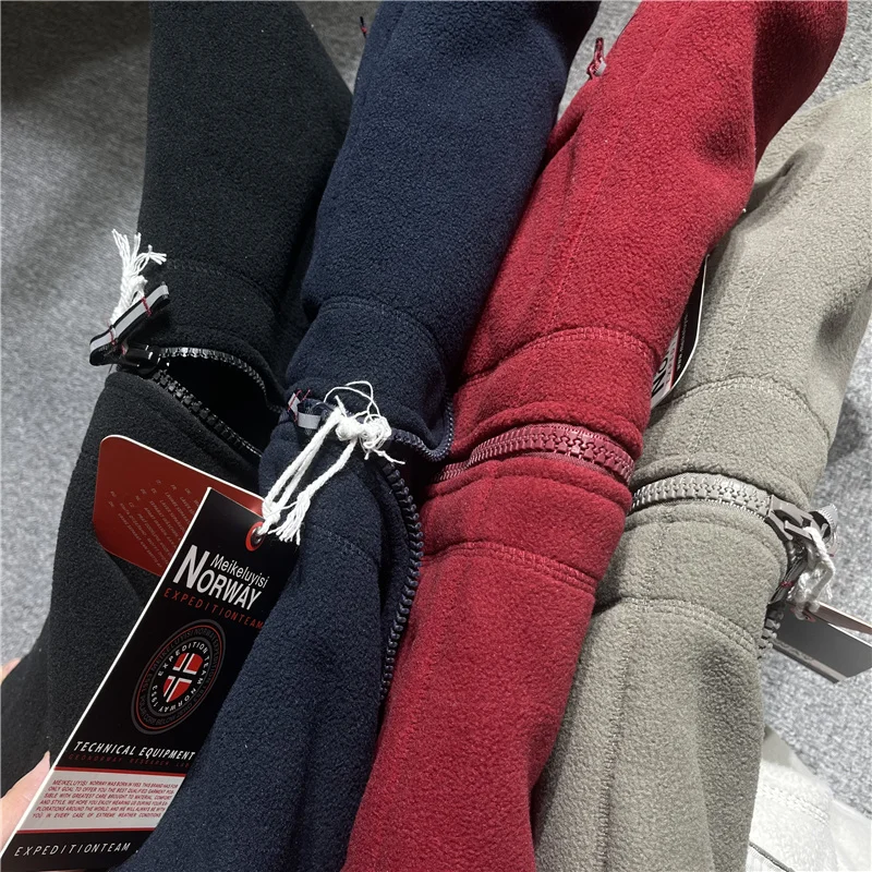 Men's Thickened Double-sided Fleece Stand-up Collar Outdoor Jacket Cardigan Coat Warm Youth Fashion Winter Outerwear