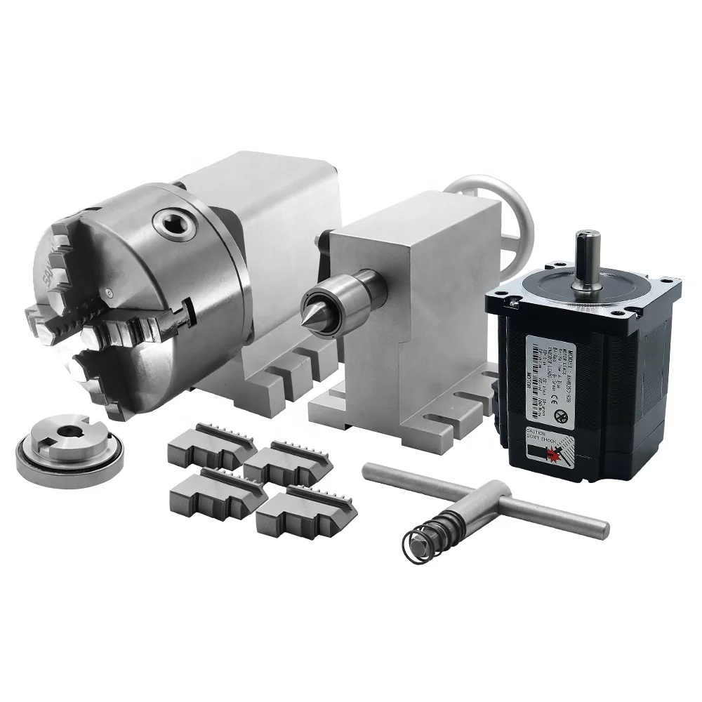 4th Center Height 100 mm Dividing Head 130mm 4.5Nm Motor Tailstock  Engraving MachineFor CNC Milling Router