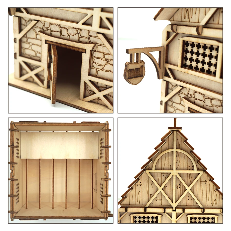 OUZEY DIY miniatuur "Dream Inn" houten modelbouwpakket - 3D-puzzel fantasiegebouw, creatieve weergave voor alle leeftijden