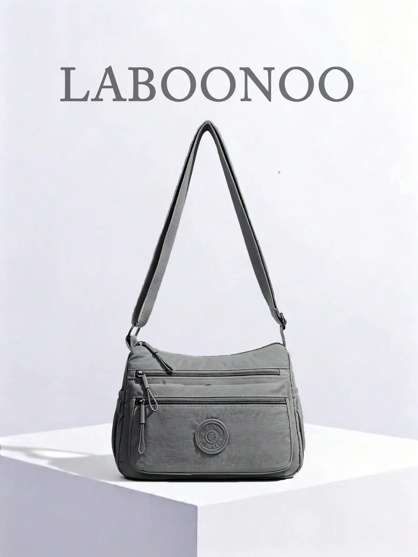 

Casual Nylon Shoulder Bag With Adjustable Strap, Multi-Compartment, Solid Color, Zipper Closure, Polyester Lining, Lightweight And Convenient Crossbody Bag For Daily Use