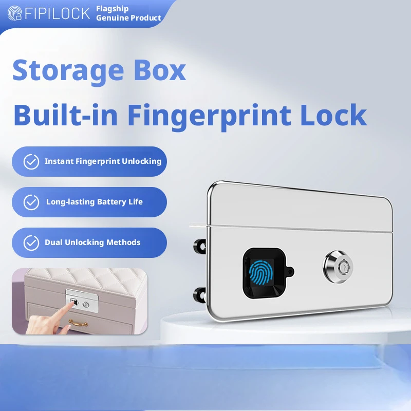 FIPILOCK Smart Fingerprint Lock for Jewelry Box Zinc Alloy Embedded Anti-Theft Lock Catch Storage Box Bag Accessories