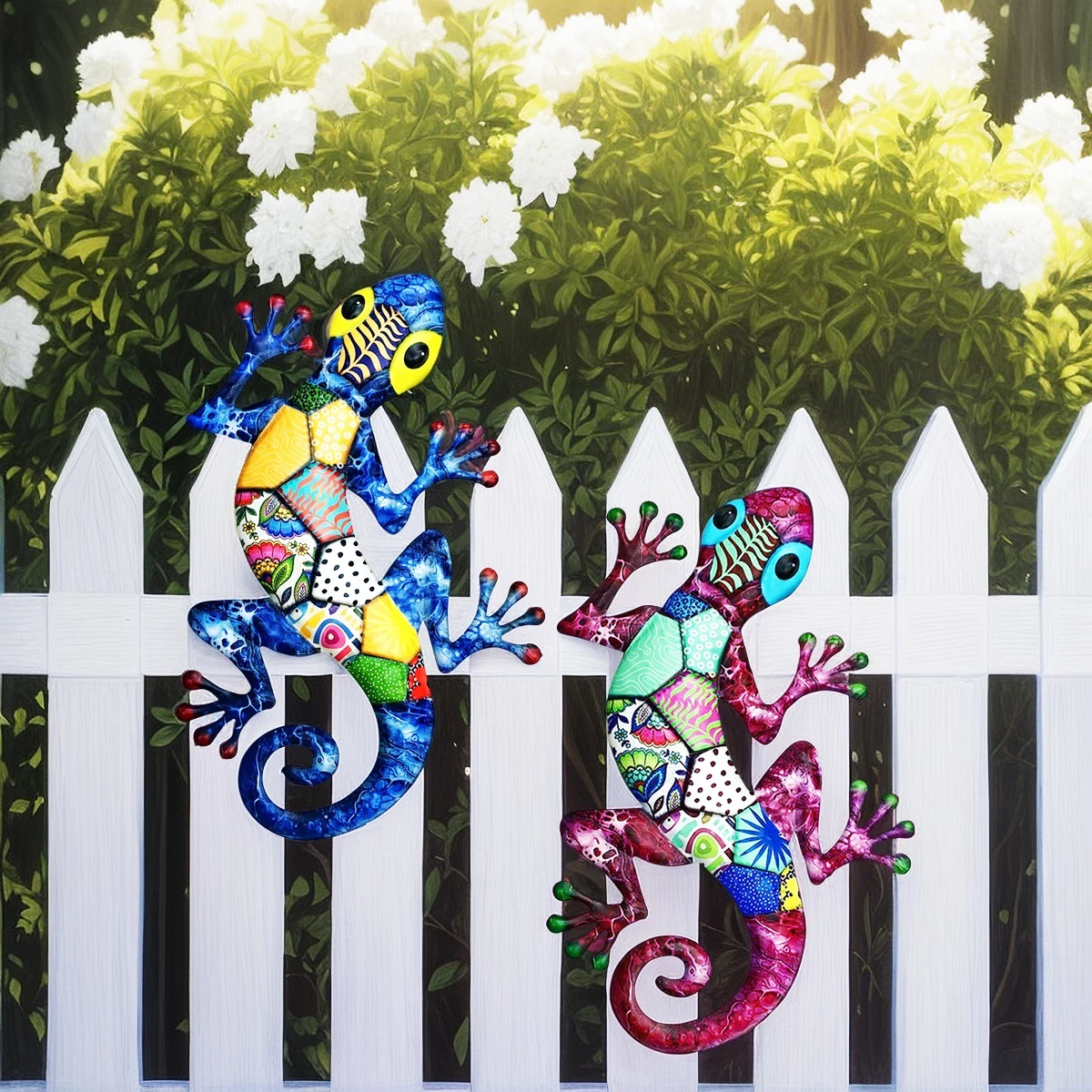 Große Metallkunst-Gecko-Wanddekoration, lebendige Eisenkunst, Eidechsenskulpturen, Gecko, hängende Verzierung für den Außenbereich, Zuhause, Büro, Hof, Garten – Detail 14
