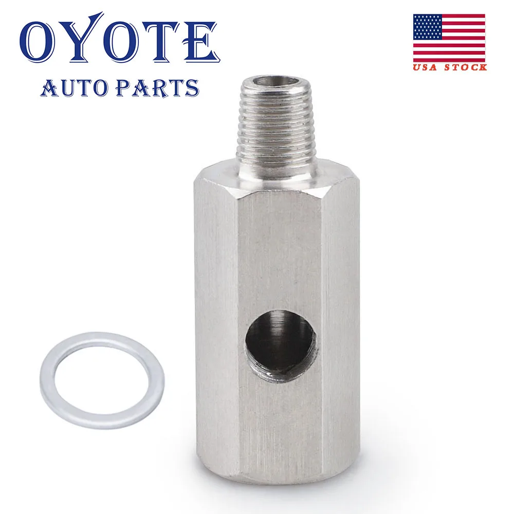 OYOTE New Stainless Steel 1/8'' BSPT Oil Pressure Sensor Adapter For 1/8 NPT Gauge T-Piece