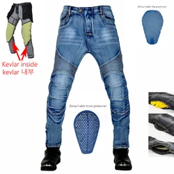 Men Motorcycle Pants Larger Area Aramid Motorcycle Jeans Protective Gear Riding Touring Motorbike Knee Kevlar Trousers Motocross