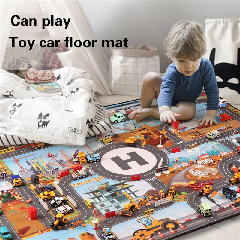 130*100C Large City Traffic Children\'s Play Mat Lot Route Map Boy Girl DIY Road Sign Traffic Car Animal Toys Children Play Toys