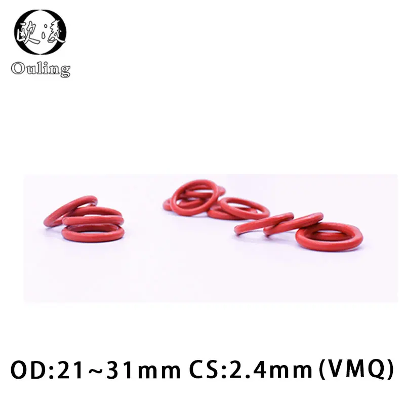 20pcs/lot VMQ O-ring CS2.4mm OD21-31 Silicone Red Sealing Temperature Resistant Gasket Rubber Ring Complete in Specifications