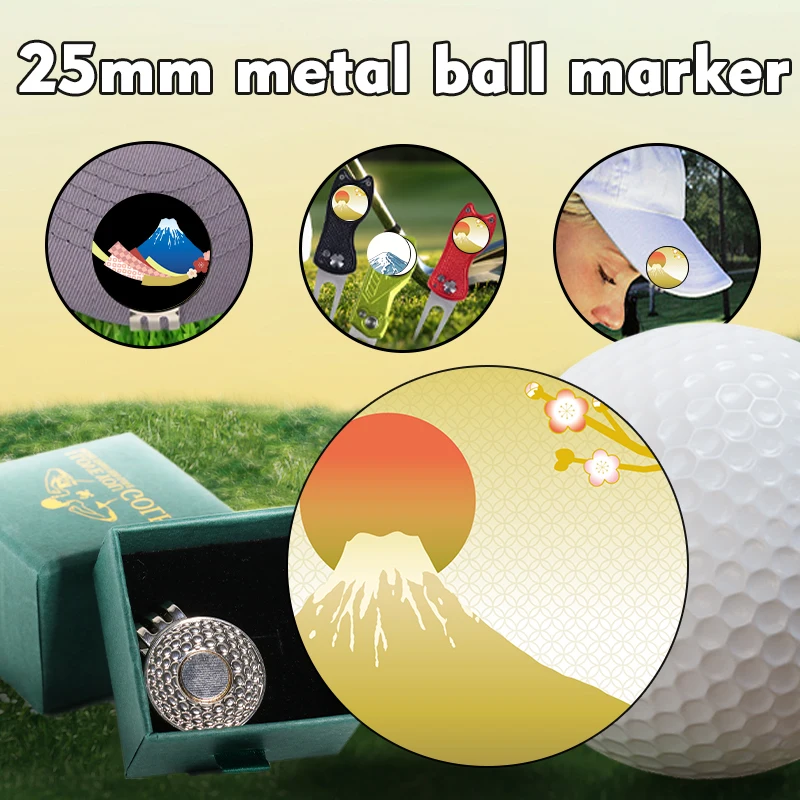 golf cap clip marker，Mount Fuji, Sakura, Japan，Gifts for men and friends，Girls Training Aids，aiming at the hat clip，gift box