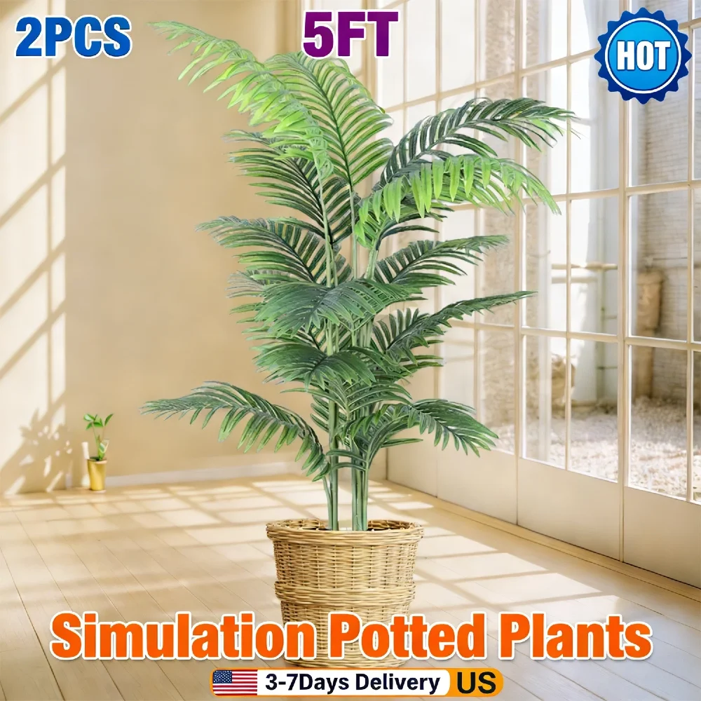 

Искусственная пальма арека 1,5 м, реалистичная имитация дипсиса лутесценса в горшке, с регулируемыми ветвями, безопасная для животных, для дома и улицы