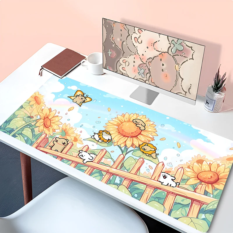 

Mouse Pad PC Sunflower Kawaii Table Mat Line Dog Anime Keyboard Pad Laptop HD Print Desktop Mouse Mat Computer Cartoon Mousepad