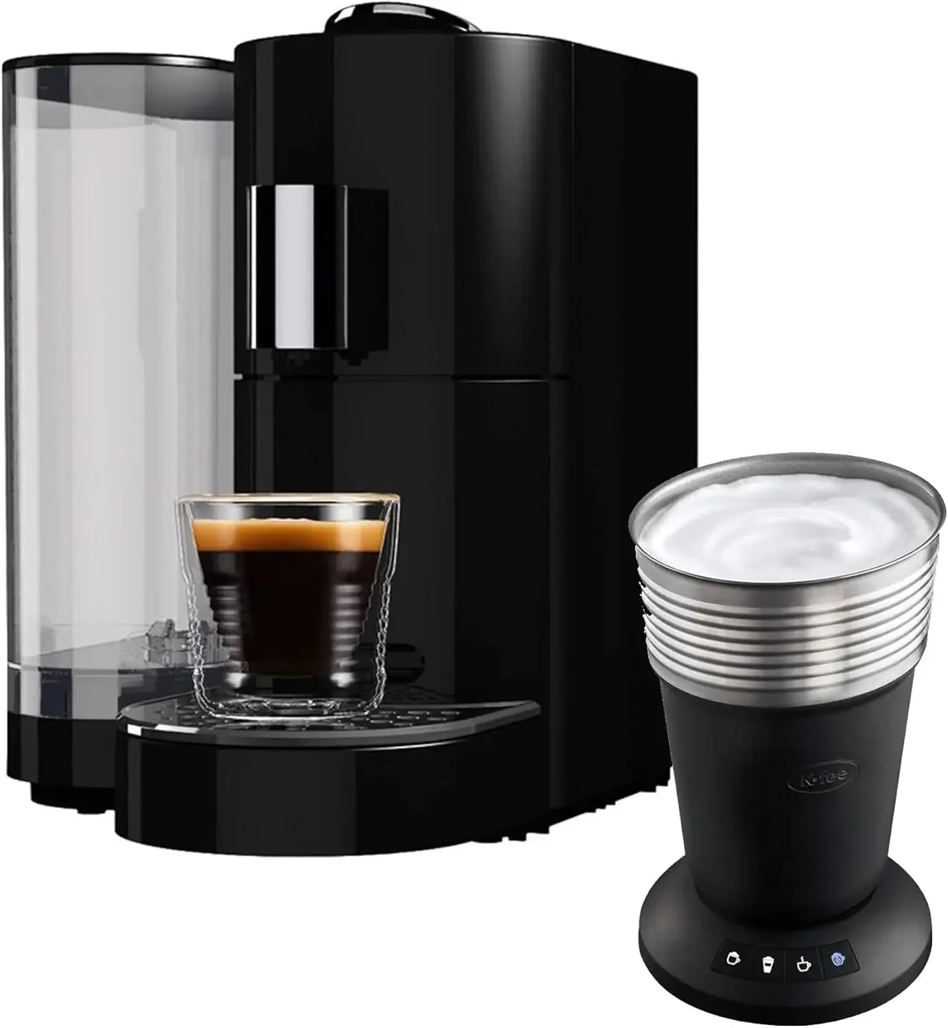 Holiday Bundle: Twins II Single Serve Coffee and Espresso Machine PLUS Lattaero 4-in-1 Milk Frother | (Black/Chrome)