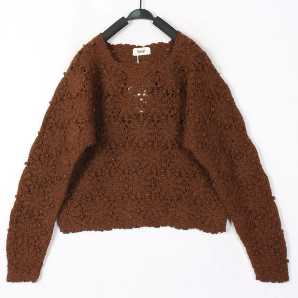 

Sweet Ethnic Style Hooked Flower Woolen Sweater Coat Vintage One-Off Japanese Harajuku Outerwear Comfortable Loose Fit Long S...