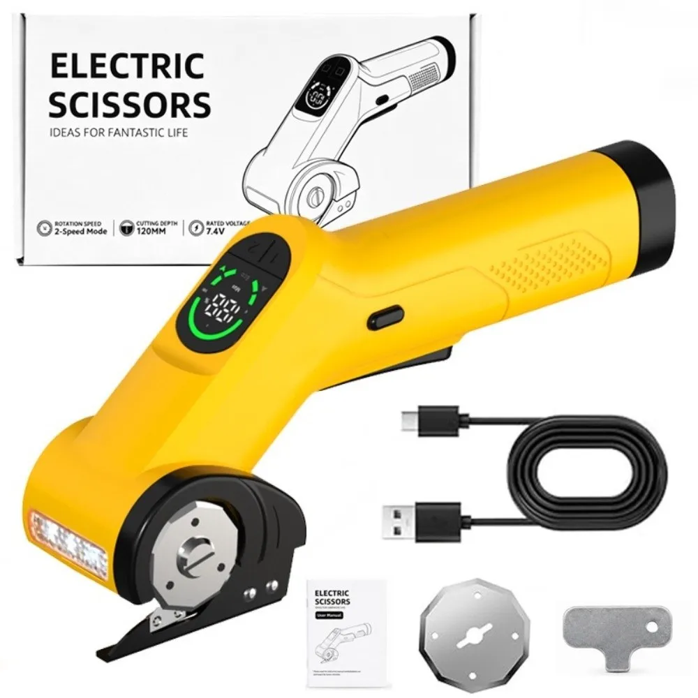 Handheld Rotary Fabric Cutter Rechargeable Cordless Electric Fabric Cutter Safety Lock Mini Round Blade Fabric Cutter DIY Crafts