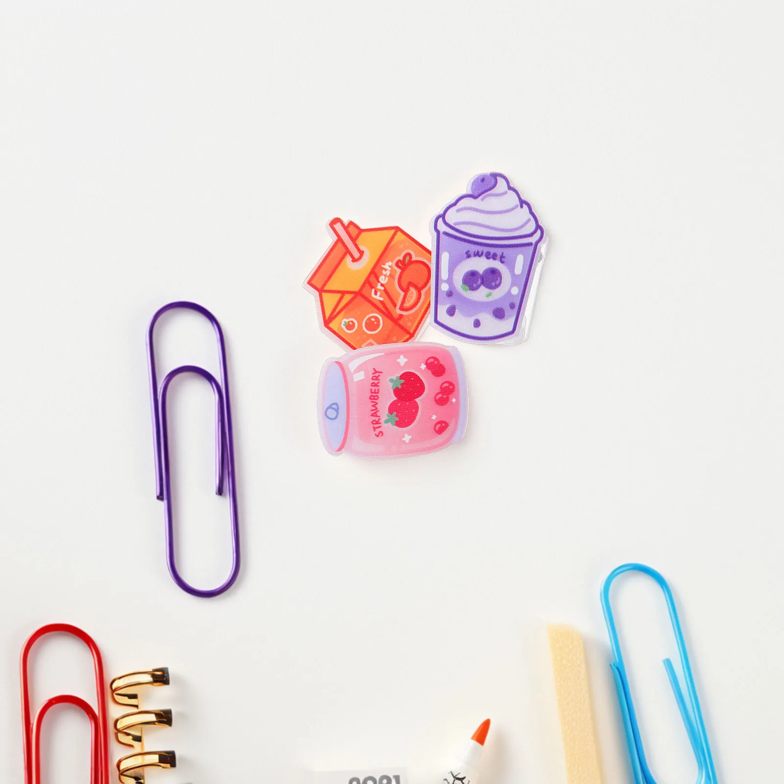 15 個クリエイティブクリップかわいいアクリル漫画飲料メモホルダーオフィス学習用品装飾文書ペーパークリップ小