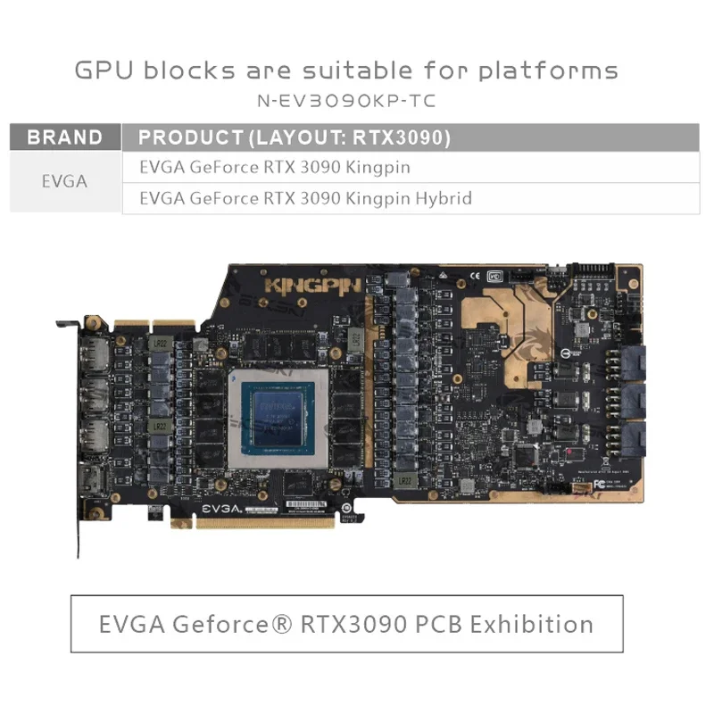 Zastosowanie bloku wodnego Bykski dla EVGA GeForce RTX 3090 Kingpin hybrydowa karta graficzna/aktywne chłodzenie płyty tylnej N-EV3090KP-TC