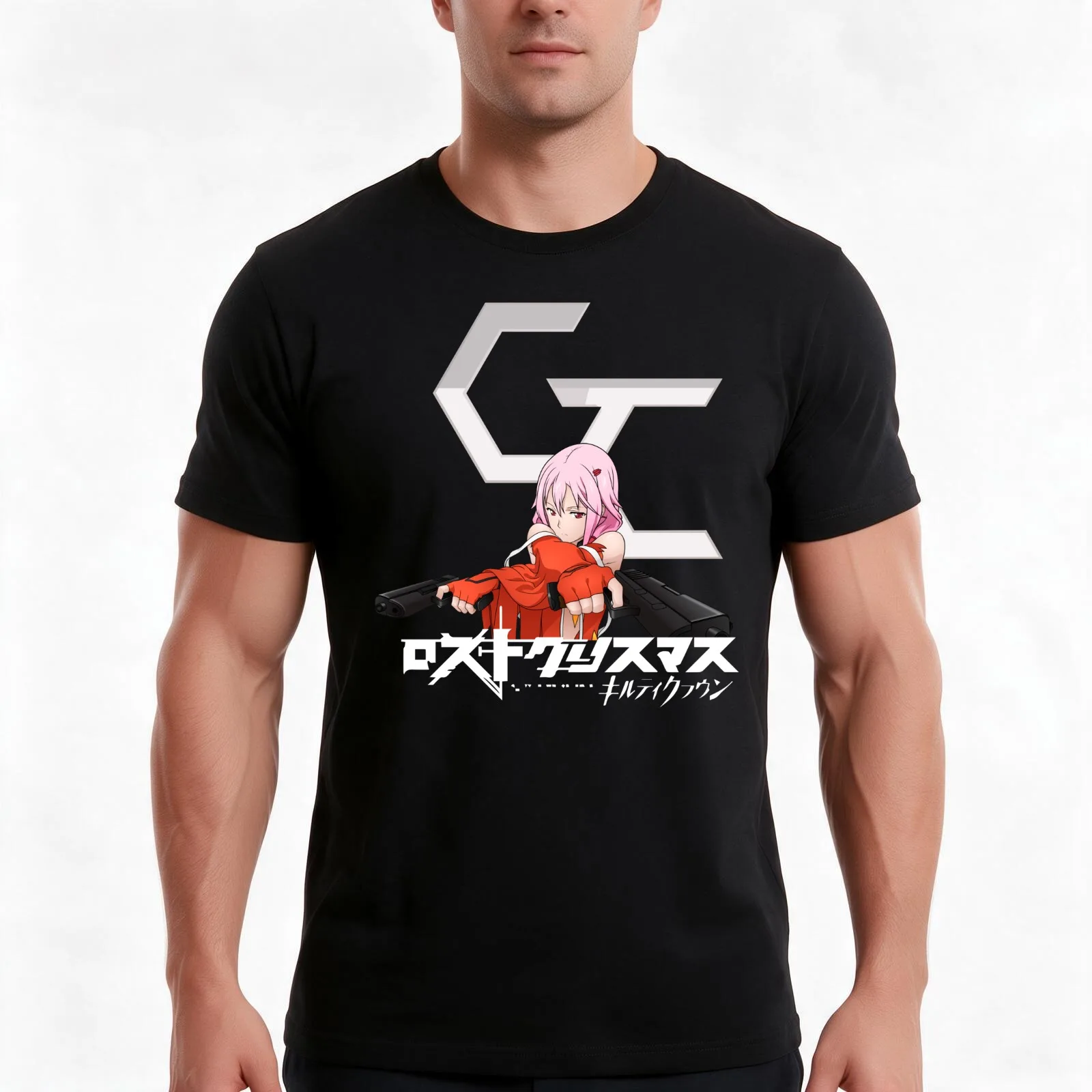 Guilty Crown T-Shirt, Summer Casual Cotton Tee, Oversized Streetwear Tops, Vintage Graphic Print, Loose Fit Short Sleeve