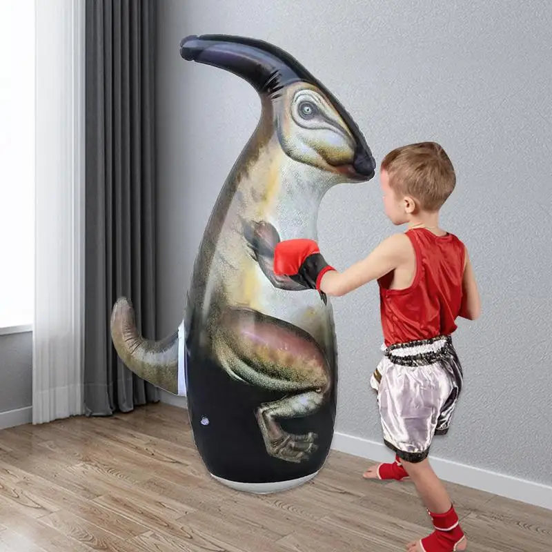 Sac de boxe dinosaure pour enfants, jouet gonflable d'exercice de boxe 37 pouces, jouet de boxe pour tout-petits avec mouvement arrière à rebond instantané pour