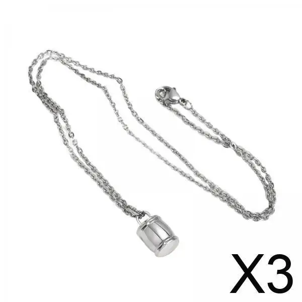 

3x Urn Necklace Memorial Pendant, Keepsake Stainless Steel Urn Holder, Small Cylinder Pendant for Pet Ashes Perfume Mom Dad