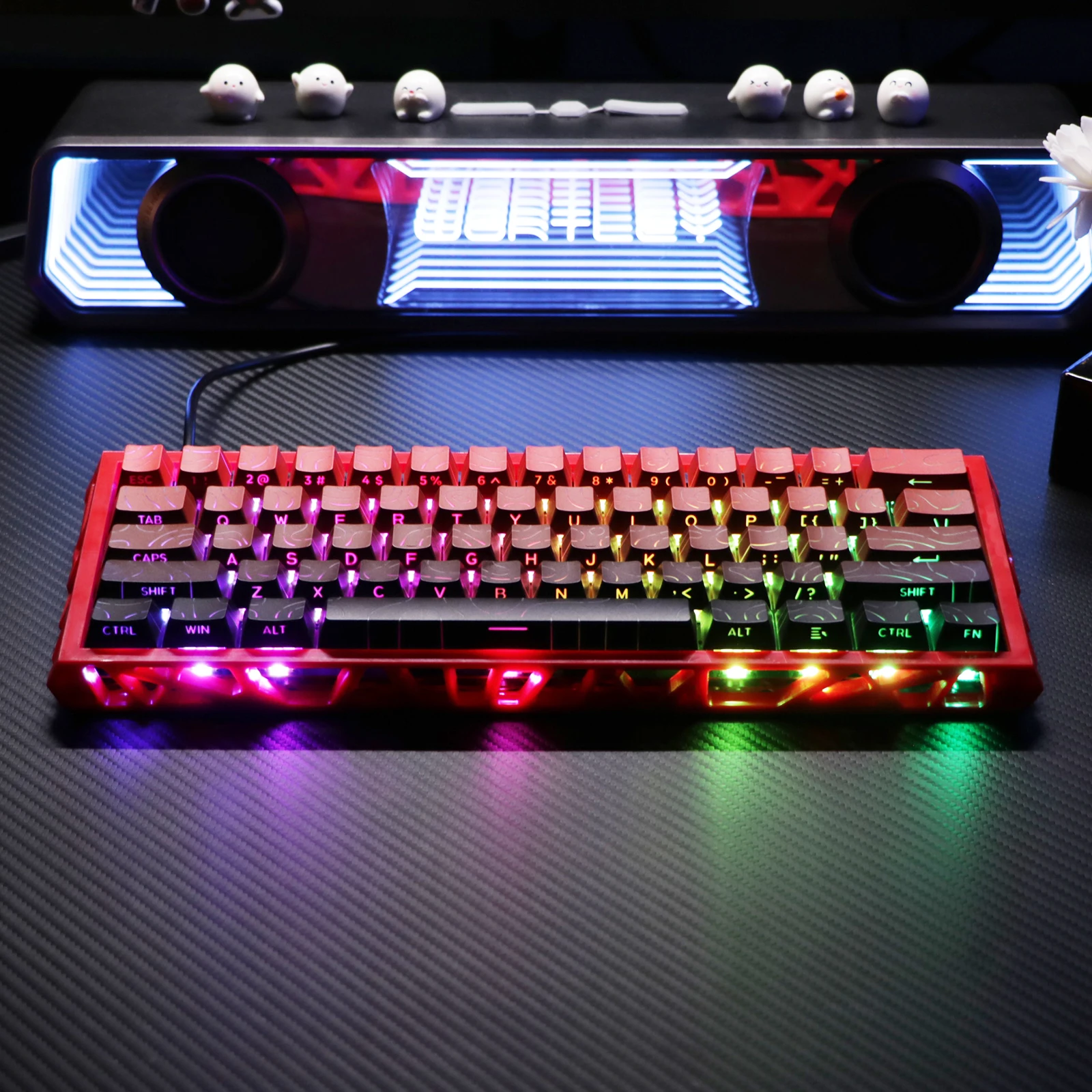Red wired mechanical keyboard, RGB backlight, full key anti-overlap, plug and play