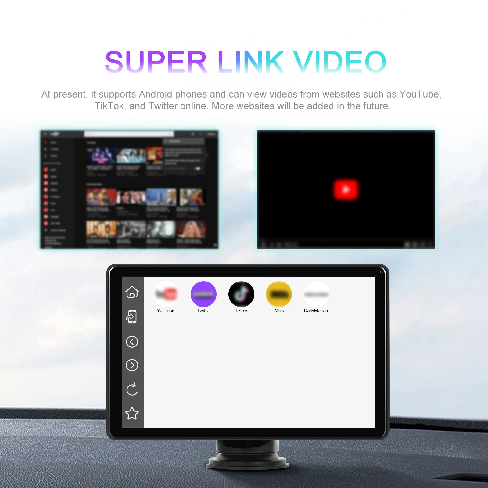 Hikity 8'' IPS Screen Smart Screen Player CarPlay Android Auto Bluetooth FM Transmission AUX Car DVR Dashboard With Video Play