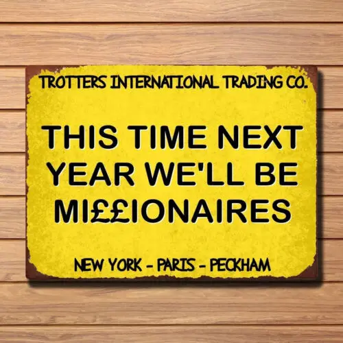 TROTTERs rétro VINTAGE uniquement, cheval de feuilles, TV DEL BOY, panneau métallique inspiré de la grotte d'homme
