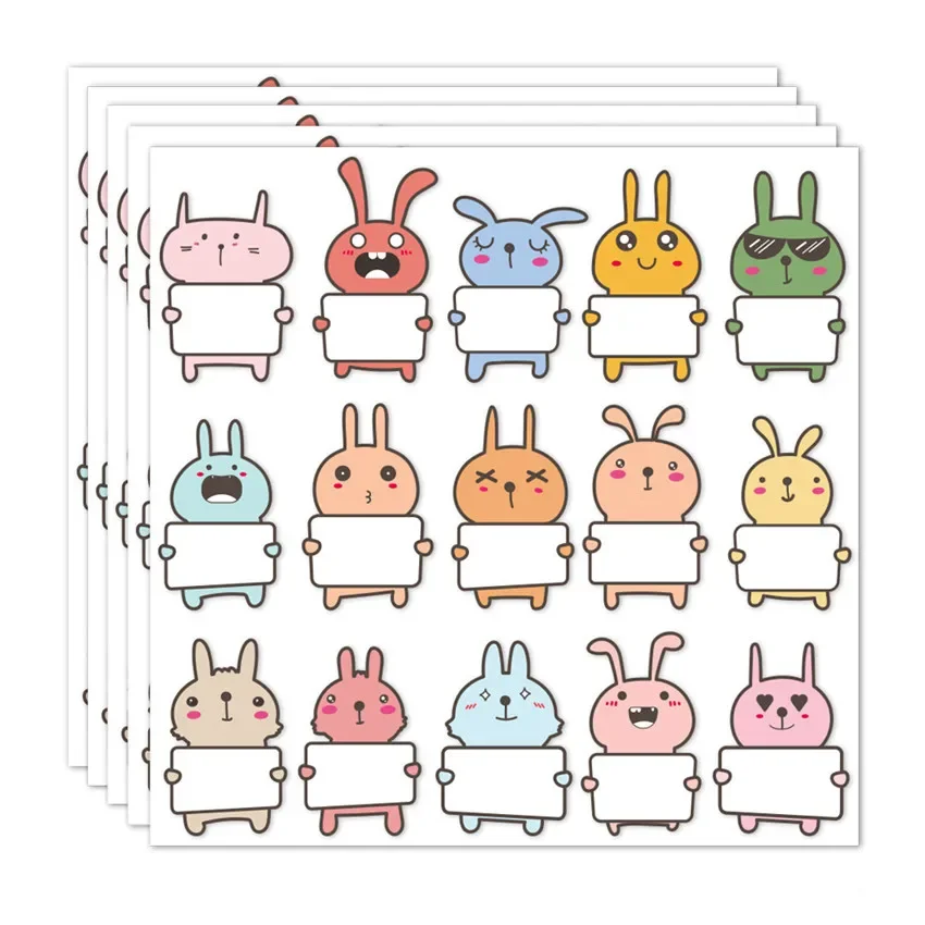 45-75Pcs Cute Animal Stickers 15 Designs Blank Word Stickers For Schools Kids Stickers For Scrapbooking Stationery Name Stickers