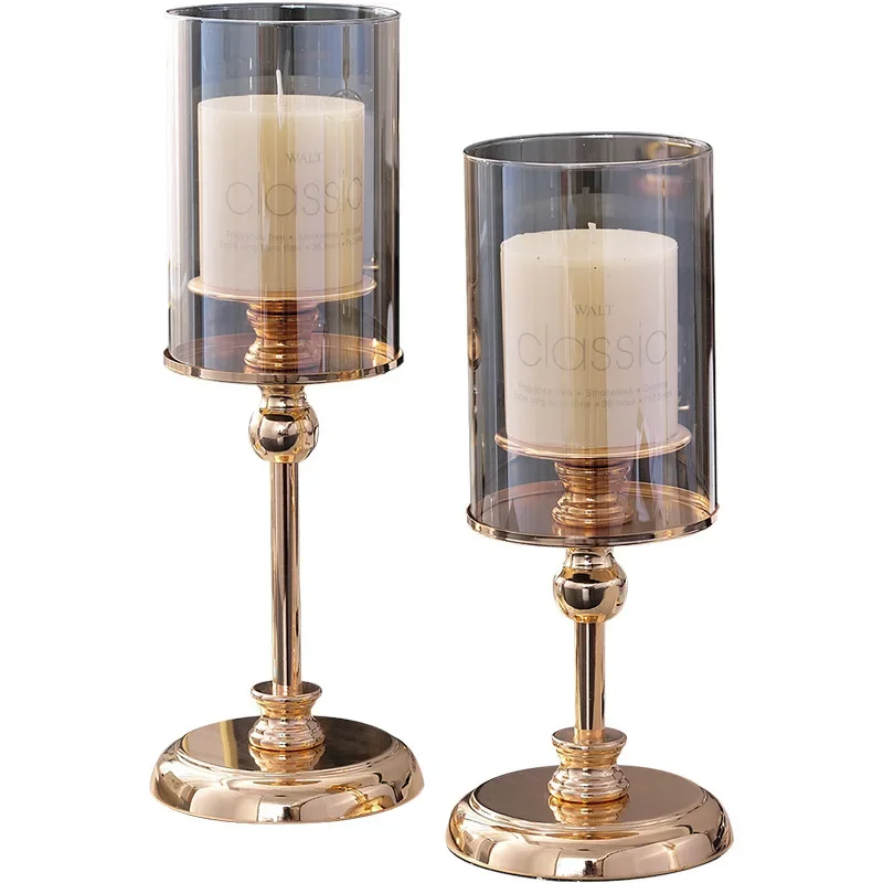 1PC Luxury Table Soft Decoration Decoration European-Style Candlelight Dinner Crystal Metal Candle Holder