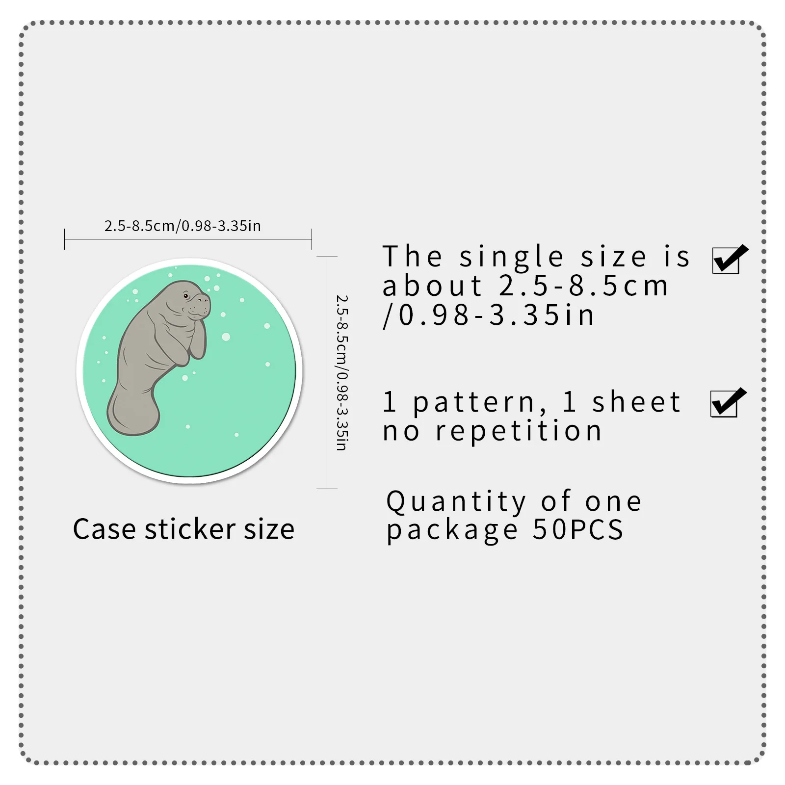 50-100PCS Manatee Graffiti Stickers, Personalized Cartoon Cute Marine Animal Decorative Stickers for Stationery Notebooks