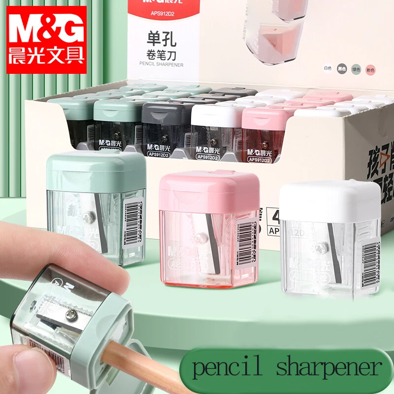 مبراة أقلام رصاص M&G، مبراة أقلام رصاص صغيرة ملونة بلاستيكية، للطلاب والاستخدام المكتبي، مبراة أقلام يدوية