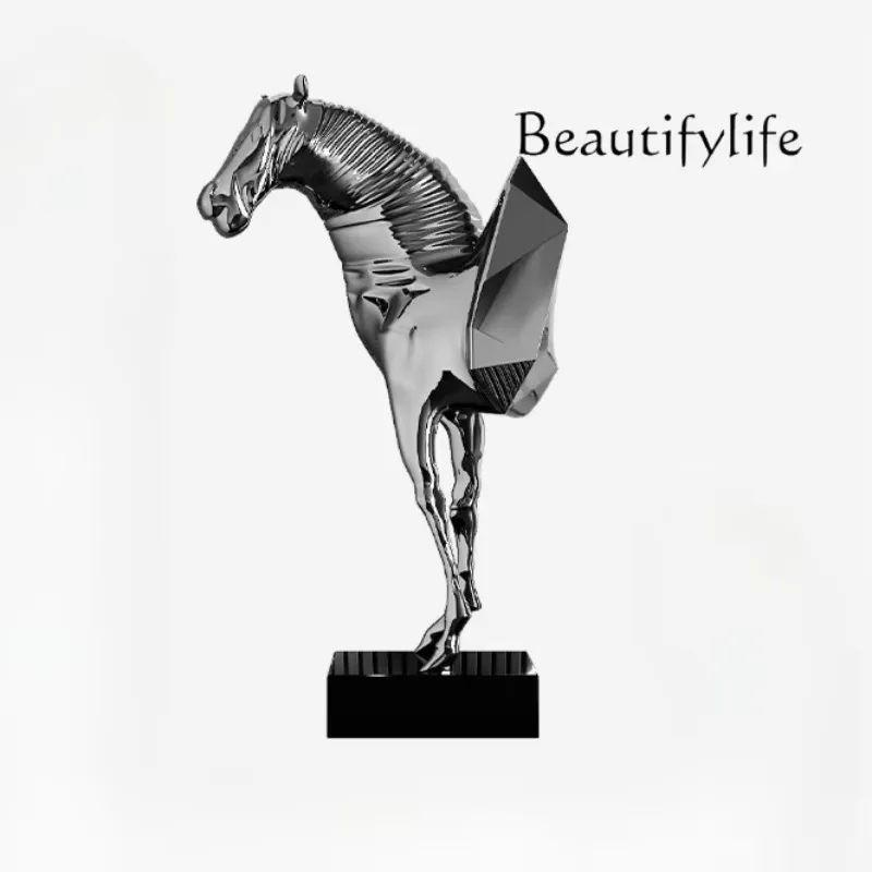 BJ Light Luxury High-end Horse Head Art Sculpture Floor-to-ceiling Large Ornament High-end Entrance Hotel Staircase Decoration