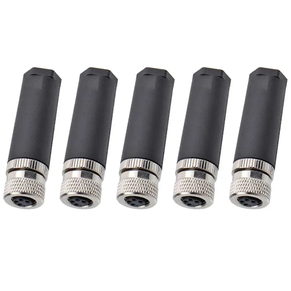 5pcs M8 34 Pin Female Aviation Connectors Featuring IP67 Waterproof Seal and Robust PA66 Plastic Shell for For industrial Use