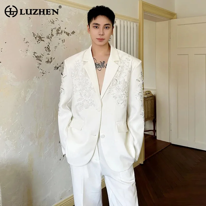 

LUZHEN Personalized Luxury Spring Embroidered Jackets Light Design Suit Elegant Trendy Korean Men Clothing Blazers Coats JY2464