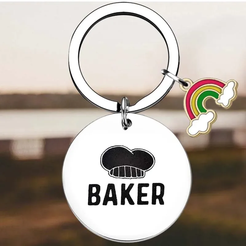 New Baker Gift Key Chain Ring Culinary School Graduation Gift keychains pendant Cake Bread Cupcake Bakery Pastry Chef Baker Gift