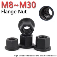 M8 M10 M12 M14 M16 M18 M20 M22 M24 M27 M30 Tuerca con brida de acero al carbono negro Brida dentada con tuerca de junta 1/3/5 piezas