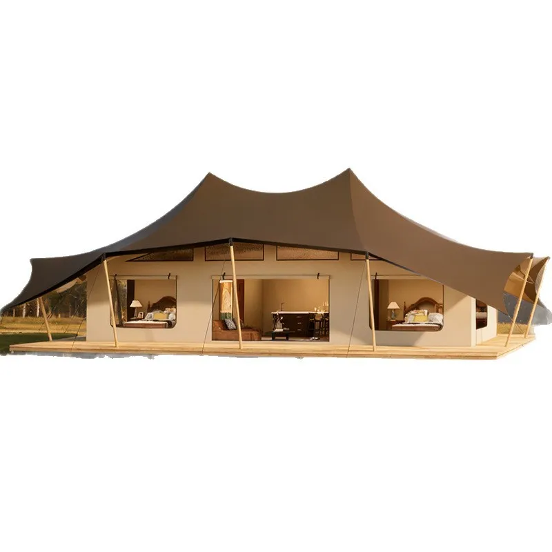 Outdoor camping double bed and breakfast duplex loft tent Internet celebrity wooden house tent