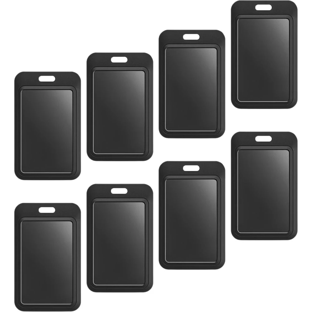 

8 Pcs Black Card Holder Badge Holders Sleeves Hard Case Id Cover Name Protector