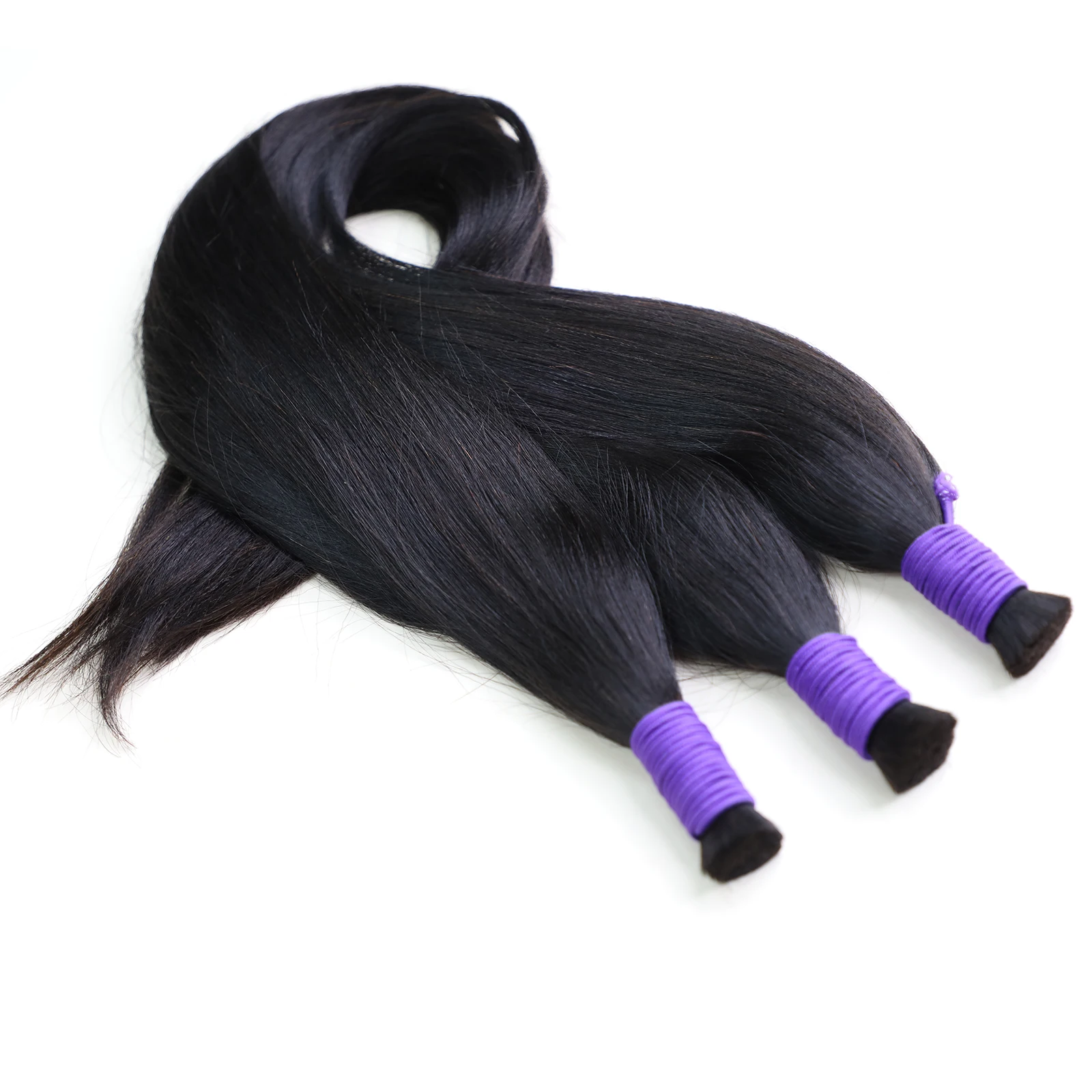 Extensions de Cheveux Humains Crépus Lisses, Sans Trame pour Tresses, 30 Pouces, Vierges, Noirs Naturels, Brésiliens, 100% en Vrac